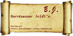 Bernhauser Jolán névjegykártya